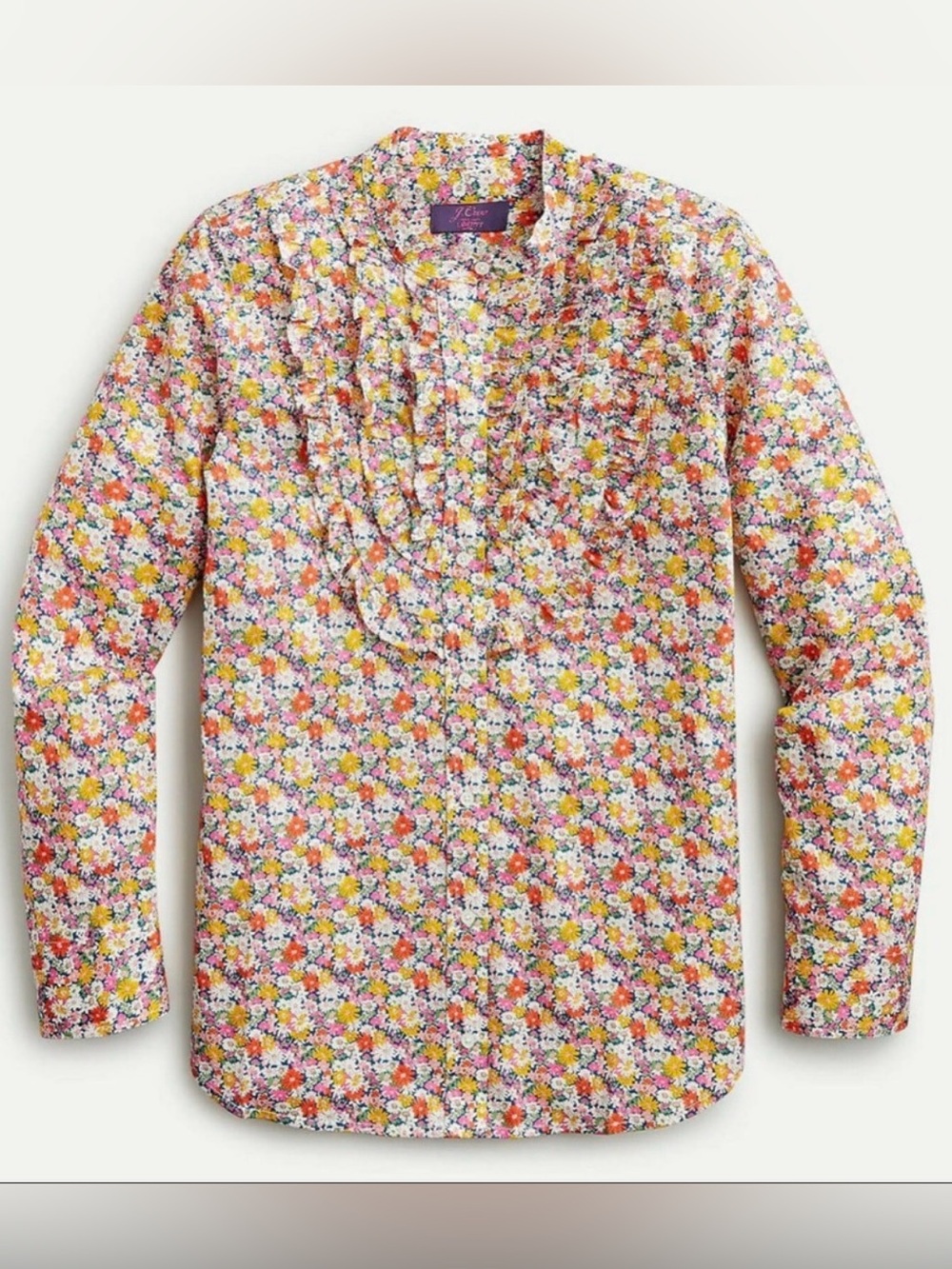 J.Crew Liberty Floral Button-Front Shirt Ruffle XL